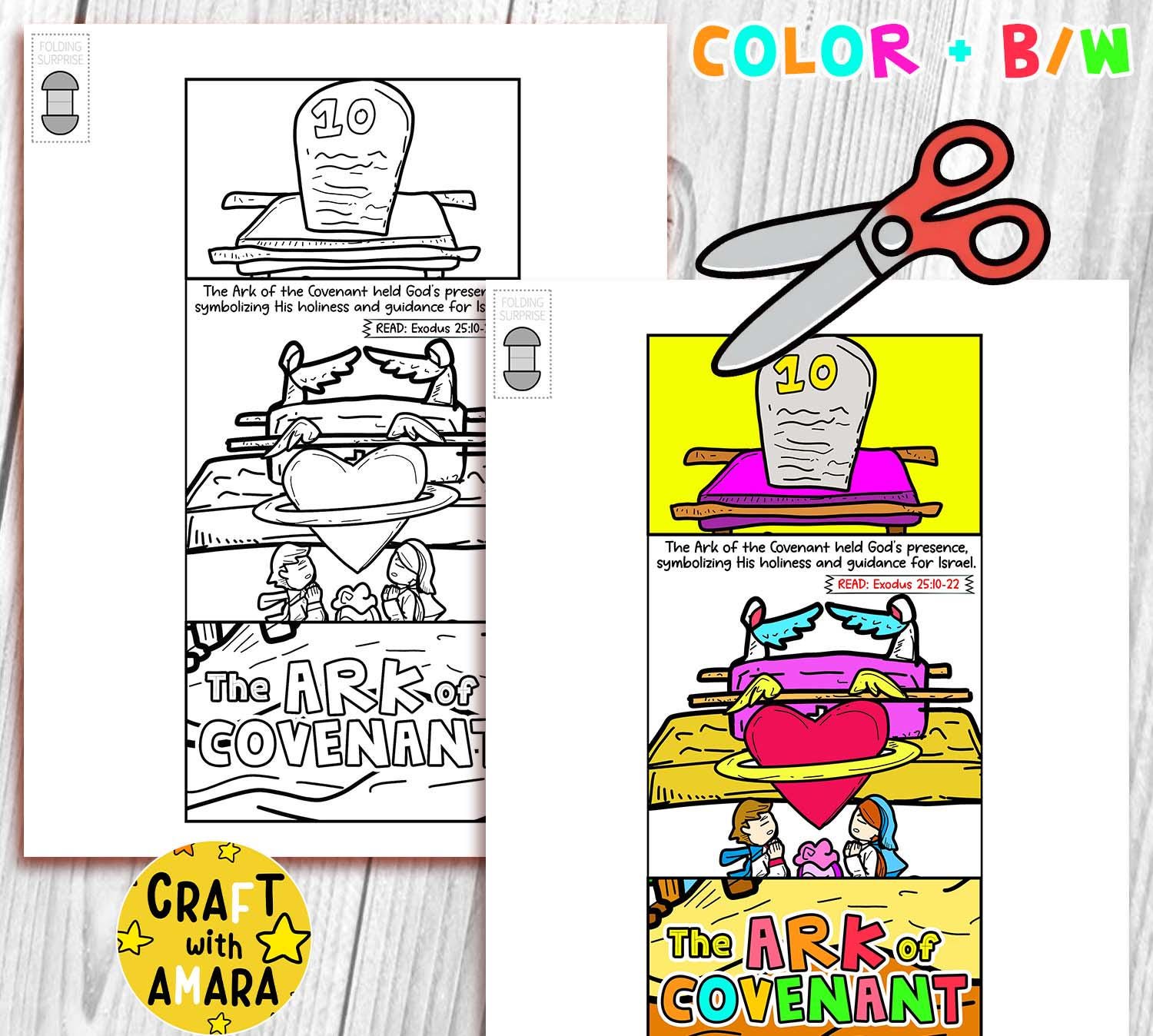The Ark of the Covenant Easy Coloring Folding Surprise Bible Craft ...