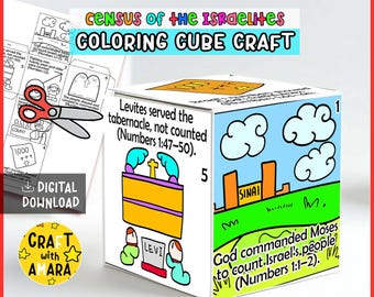 Census of the Israelites Coloring Cube Bible Craft: Memory Games, Bible Study Lesson, Sunday School Activity Kids, Old Testament, Christian