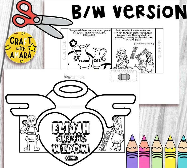 Elijah and the Widow Easy Coloring Folding Surprise Bible Craft ...