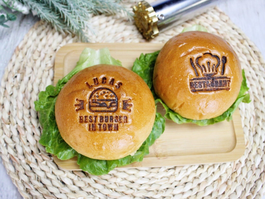 Personalized Burger Stamp Burger Branding Iron Bakery Logo Etsy