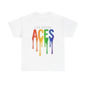 Las Vegas Aces Rainbow Drip Unisex Heavy Cotton Tee | Pride Shirt, WNBA T-Shirt, Gift for Aces Fans, LGBTQ+ Apparel, Casual Wear