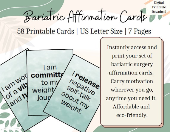 Weightloss Affirmation Cards, Fitness Motivation, Daily Affirmations, Bariatric Gift, Gastric Bypass, Weight Loss Surgery
