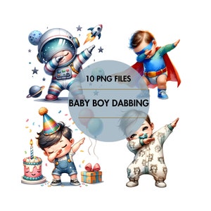 Baby Boy Dabbing: leuke en speelse clipart van Baby Boy Dabbing in verjaardag, sport, superheld, ruimte, regenachtige dag, kostuum, tuinieren en meer