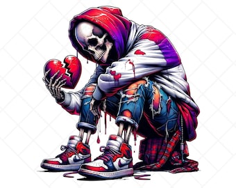 Skeletal Heartache Harbinger PNG: Modern Streetwear Digital Art