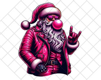 Rockin' Santa Clip Art: Edgy Weihnachten PNG (Digital Download)