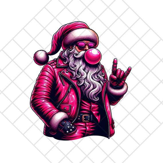 Rockin' Santa Clip Art: Edgy Christmas PNG (digital Download