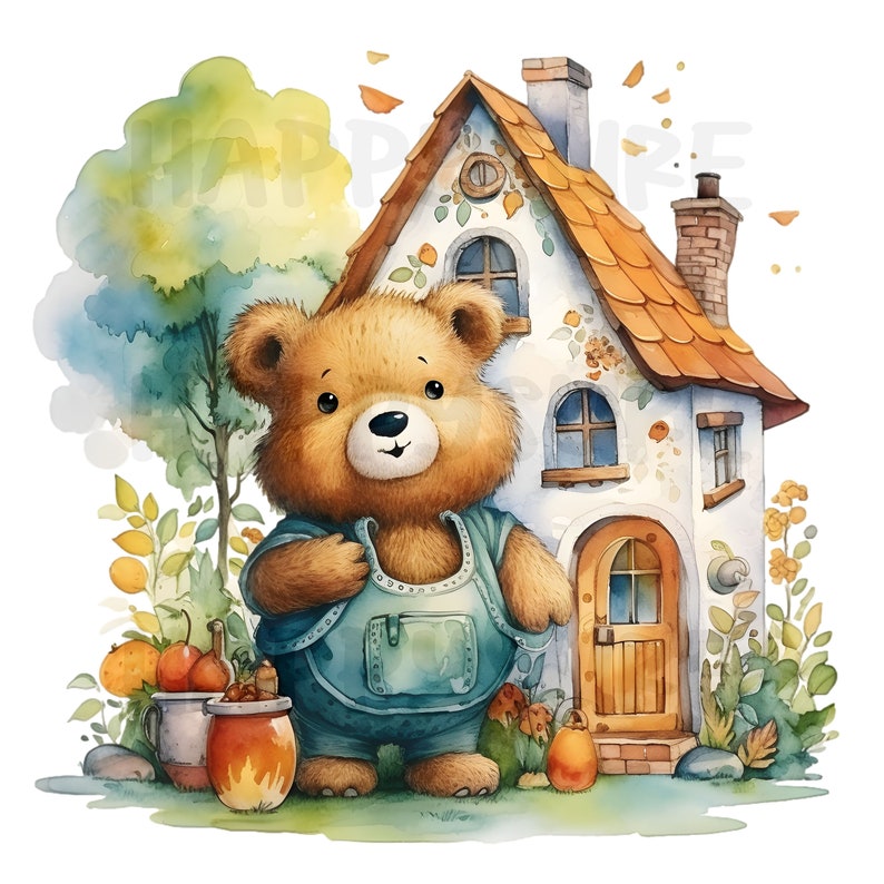 Clipart of a Bear and His House. Can Be Used in Personal and Commercial ...