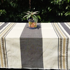 Brown rectangular tablecloth, hand-woven on a loom, 100% cotton