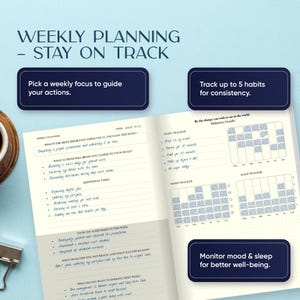 Neurobook Focus 30-dniowy planer | Dziennik codziennej produktywności dla kobiet i studentów | 30-dniowy rejestr nawyków | Organizator celów i celów zdjęcie 6