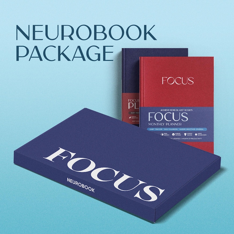 Neurobook Focus 30-dniowy planer | Dziennik codziennej produktywności dla kobiet i studentów | 30-dniowy rejestr nawyków | Organizator celów i celów zdjęcie 2