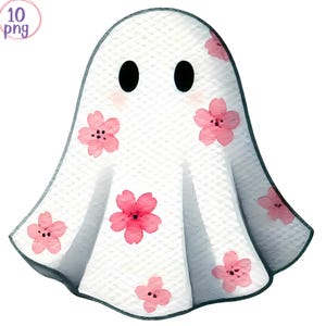 Cute Ghost Watercolor Clipart Set | Halloween Kawaii Decor | 10 PNG Files, Cute Ghost PNG, Cute Ghost Clipart, Watercolor Cute Ghost