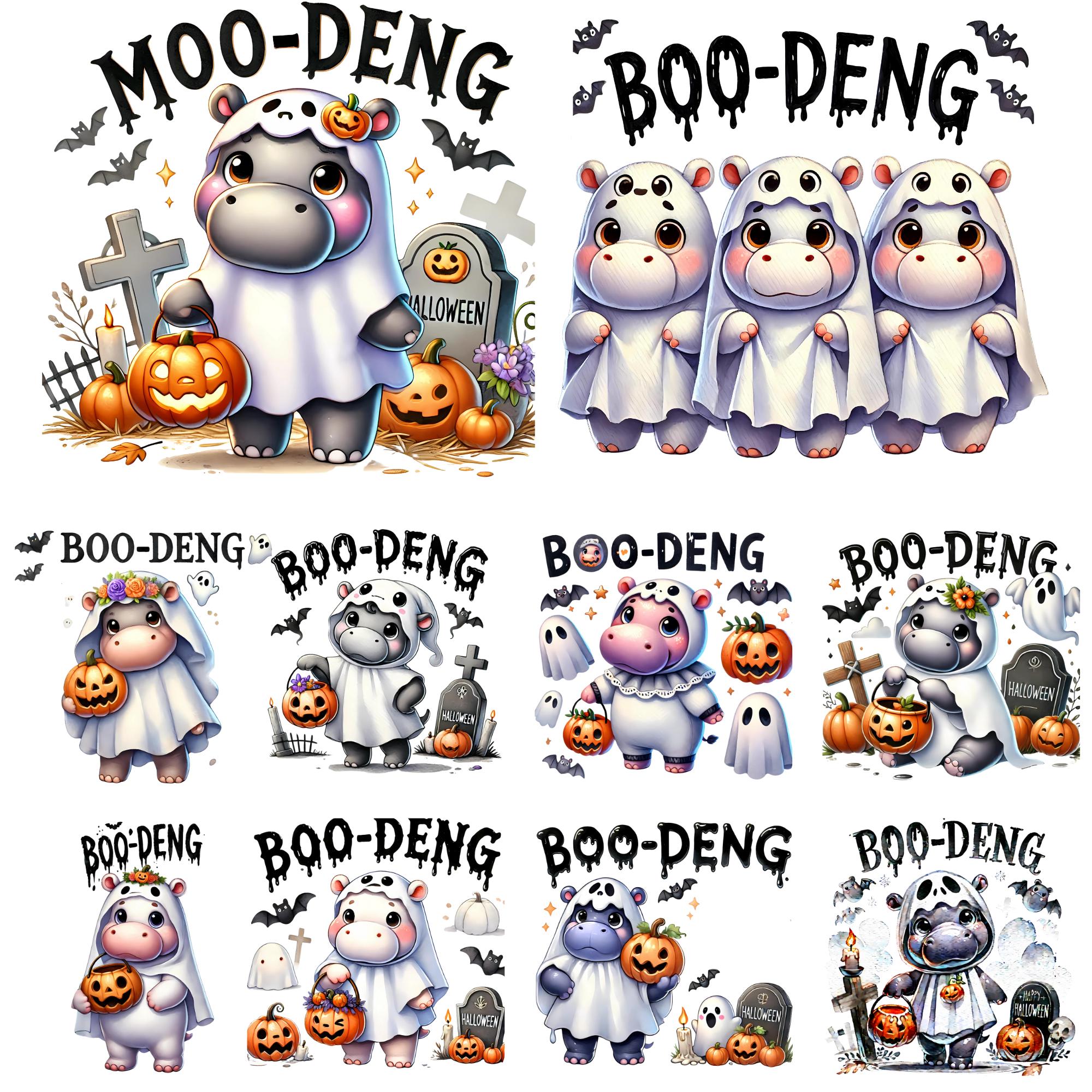 Halloween Boo Moo Deng Clipart - 10 Adorably Spooky Pngs for Creative ...