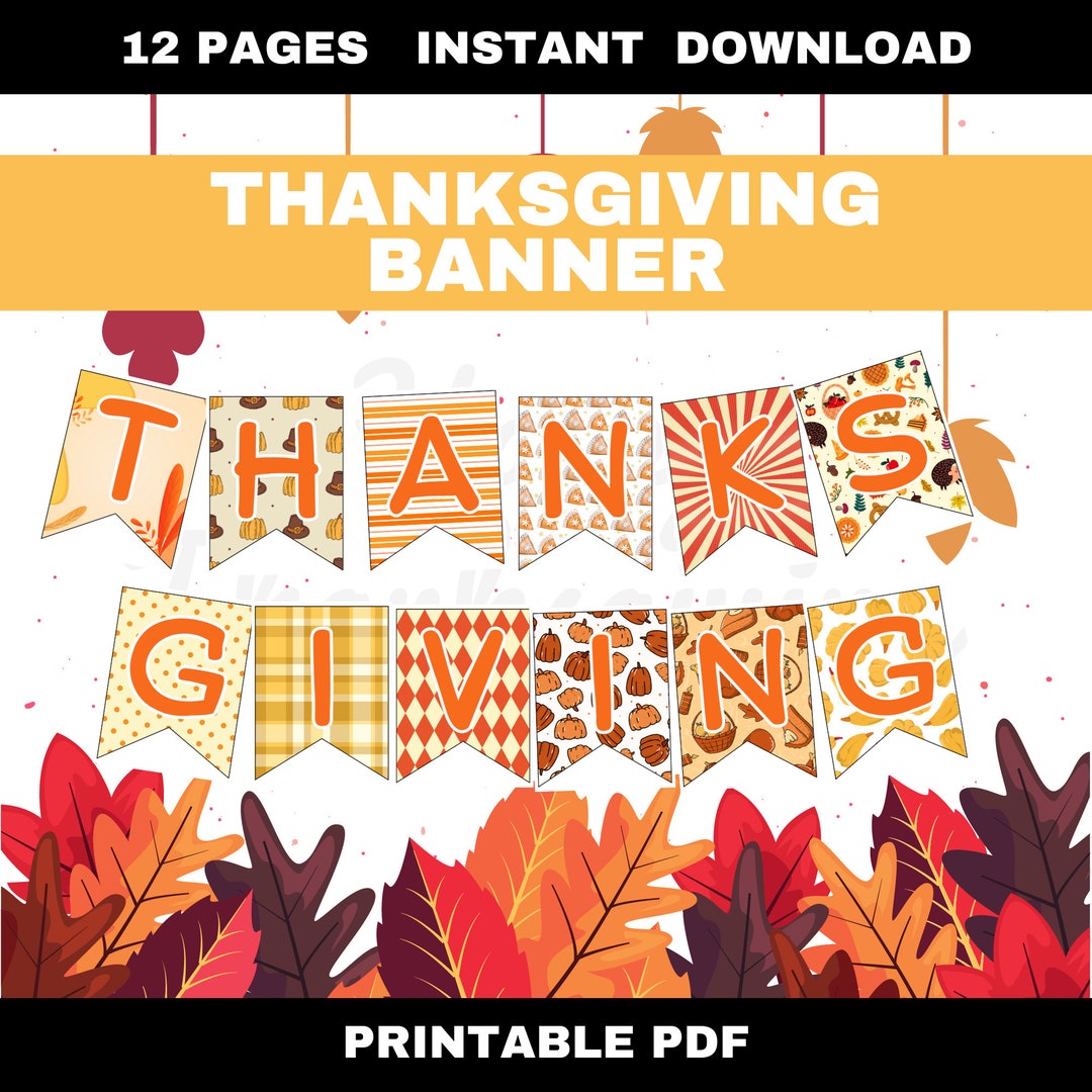 Thanksgiving Banner Printable Instant Download PDF File - Etsy