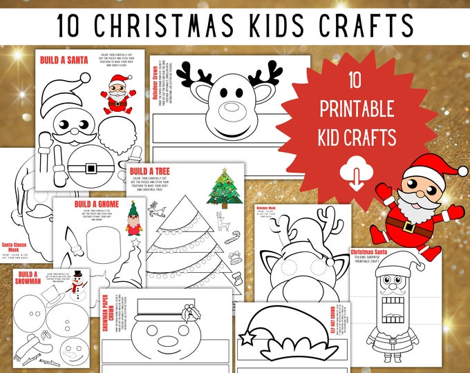 10 Fun Printable Christmas Crafts for Kids Santa, Snowman, Gnome, Elf ...