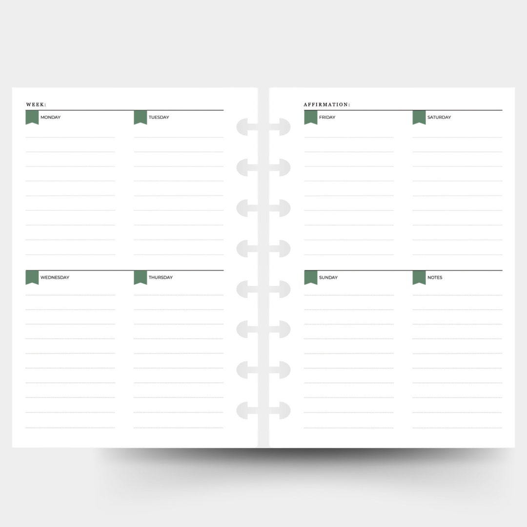 Undated Weekly Discbound Inserts - Etsy