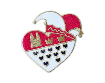 Iron-on patch carnival Cologne coat of arms in heart shape with carnival hat application embroidered patch iron-on patches