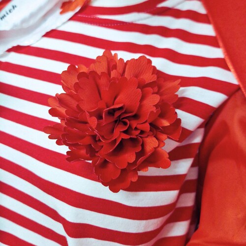 Broche de crisantemo y dalia roja, flor decorativa, prendedor de flor