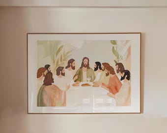 Minimalist Last Supper Art Print: Renaissance Christian Decor (Digital Download)