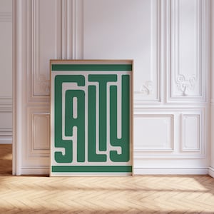Groene zoute print, esthetisch keukendecor, groene keukenprint, moderne eclectische print, groene instant download, trendy citaat, kooktijd