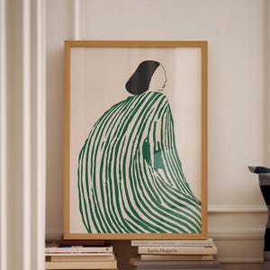 Art mural vert de style Sofia Lind Sunshine dans le ton de la toile d'impression, art mural éclectique moderne, décoration verte en téléchargement, giclée d'art