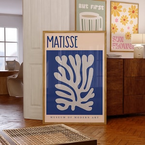 Henri Matisse Royal Blue Coral Print, Matisse Art Download, Museum Poster, Vintage Gallery Wall, Large Printable Aesthetic Design