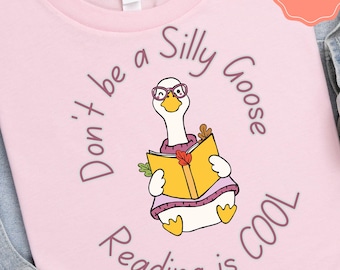 Silly Goose Reading PNG, Reading is Cool Graphic, Reading Teacher Sublimation, Librarian PNG, Fall Reading Clipart, Book Lover Graphic