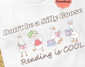 Reading is Fun PNG, Silly Goose Graphic Design, Reading Teacher Clipart, Bookworm sublimation, Funny Librarian Literacy Teacher, Digital PNG