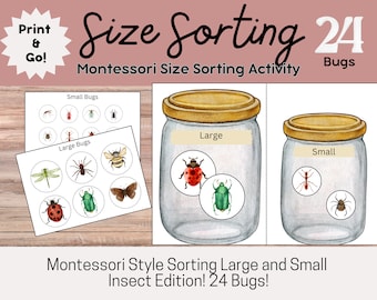 Bug Size Sorting Activity, Montessori Math Printable (PDF Download)