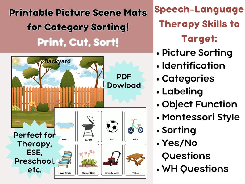 96 Category Matching Flashcard Picture Scene Bundle, Speech Therapy ...