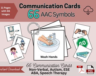 Communication Cards Board, Speech Therapy Flashcards, Non Verbal Autism, ABA, Special Needs, ESE, Printable, AAC Symbols, Visual Support pdf