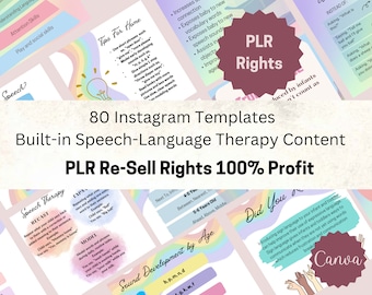 PLR Instagram Feed and Story Templates, Speech-Language Therapy Content, Instagram Post Templates, Speech Therapy Templates
