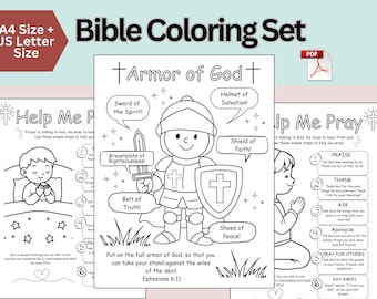 Christian Coloring Pages, Armor of God, How to Pray, Faith Formation, CCD, Catholic School, Bible Verse, Printable PDF, Communion Activity