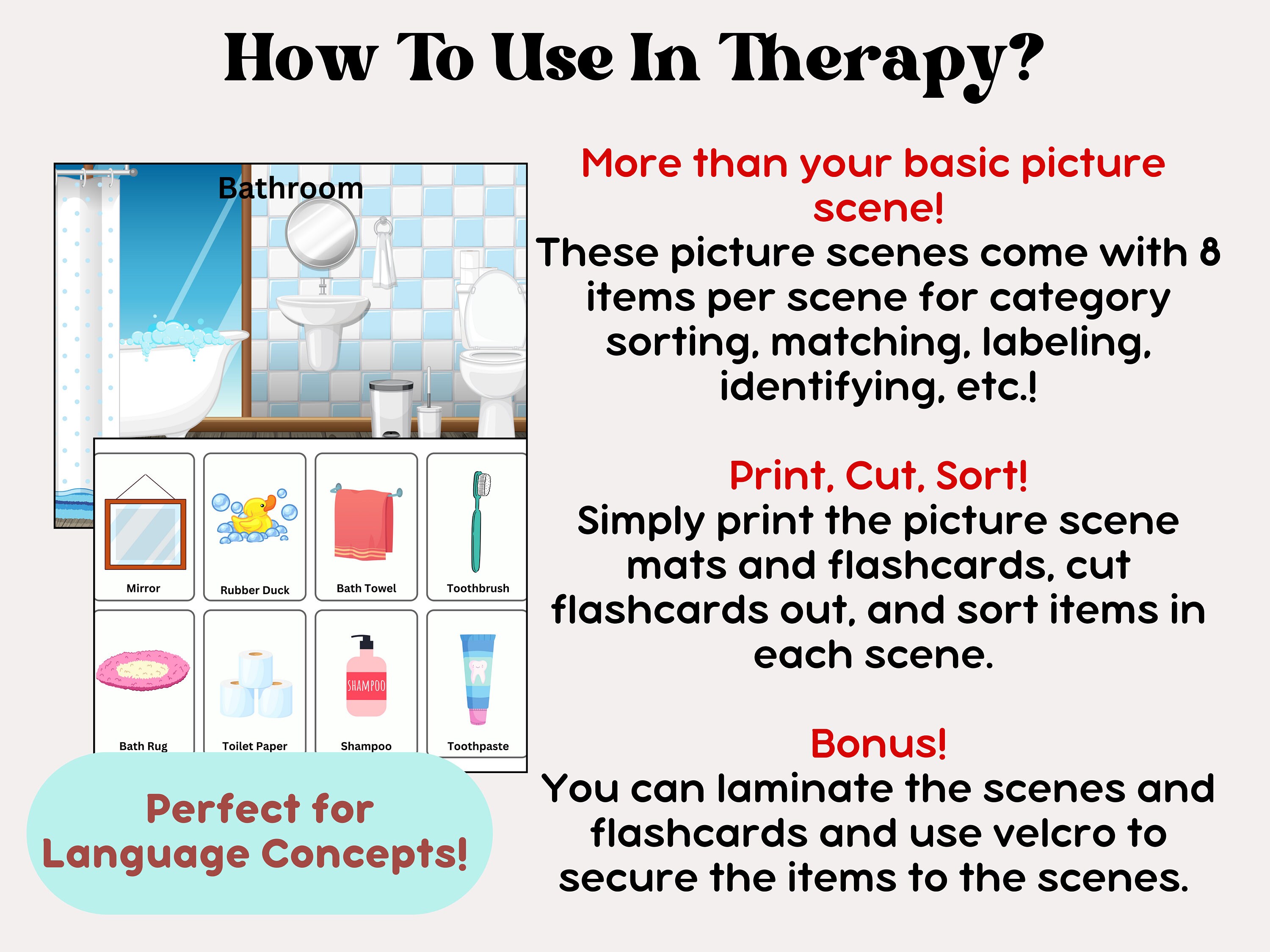 96 Category Matching Flashcard Picture Scene Bundle, Speech Therapy ...