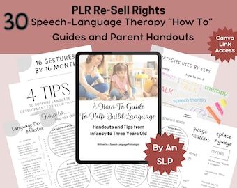 30 PLR Speech Therapy Parent Handouts, Speech Prints, Parent Handouts, Re-sell Rights, Canva Template, Editable Ebook Link, How To Guide
