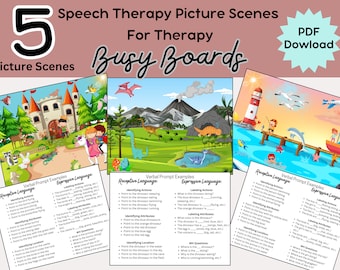 10 Speech Therapy Picture Scene Printouts, Speech Materials, Therapy Activities, Speech Language Therapy, Teletherapy, Printable PDF