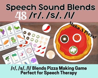 48 Speech Sound Blends, R, S, L Blends Speech Therapy Activity, Articulation Materials, Printable SLP Game, Initial Position Flashcards