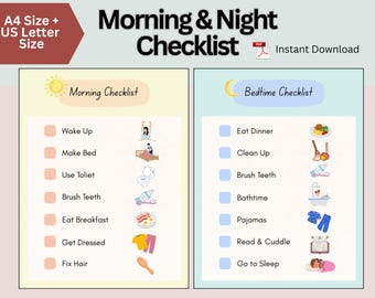 Morning Routine Chart, Bedtime Checklist, Daily Routines, PDF Download, ABA Visual Schedule, Chore Chart, Kids Communication Board, Autism