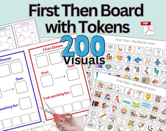Printable First Then Board with Token Economy | Autism Visual Schedule for Kids | ADHD Routine Chart & Reward Cards Digital Download