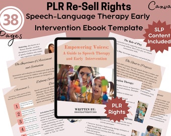 PLR Speech Therapy Ebook Template, Speech Materials, Speech Language Pathology Prints, Parent Handouts, Re-Sell Rights, Private Label Rights