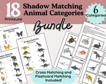 Animal Shadow Matching, Montessori Categories, Speech Language Therapy, Silhouette, Sorting Activity Worksheets, Homeschool, Toddler, PDF