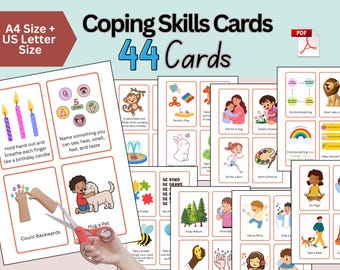 Coping Skills Cards, ADHD, Autism, Feelings Flashcards, Mindfulness, Grounding, Kids Breathwork, Calm Down Corner, Self Regulation, ABA