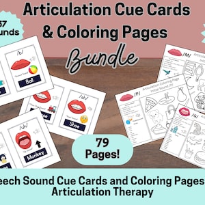 Paquete de articulación 79, materiales de terapia del habla, páginas para colorear, tarjetas de articulación, señales visuales, material del habla, tarjetas didácticas, sonido del habla