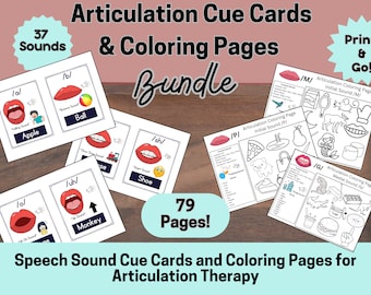 79 Articulation Bundle, Speech Therapy Materials, Coloring Pages, Articulation Cards, Visual Cues, Speech Material, Flashcards, Speech Sound