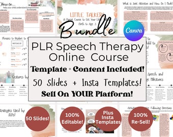 PLR Speech Therapy Online Course, Canva Templates, Instagram Content