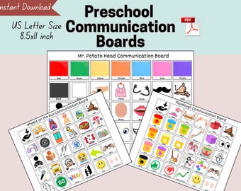 Preschool AAC Boards, Speech Therapy Communication Boards, Mr. Potato Head, Playdough, Wheels on the Bus, SLP Materials, ESE Class, Digital