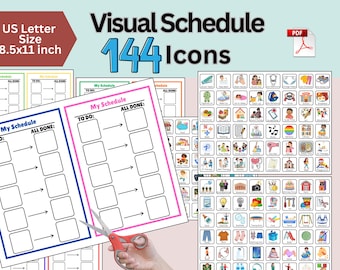 Daily Visual Schedule Icons for Kids, Autism PECS, ABA, Speech Therapy, Homeschool, OT, Picture Cards Behavior Chart