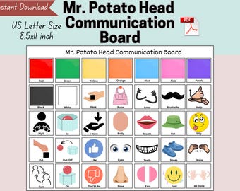 Mr. Potato Head AAC Board, SLP Communication Board, Speech Therapy, Preschool Activity, ESE Classroom, Speech Therapy Materials, Digital pdf
