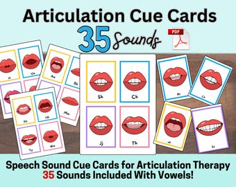 Articulation Cue Cards, Speech Sound Therapy Visuals, Mouth Shapes Bundle (PDF)