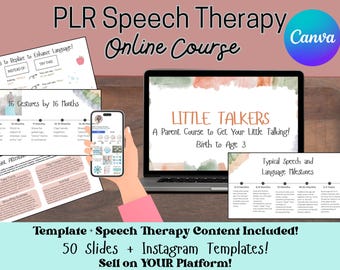 170 Speech Therapy Templates, Instagram Templates, Post/REEL, Slide Deck, Course Creator, Social Media, Speech Materials, PLR Content, Canva