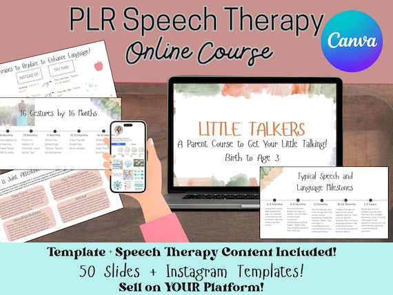170 Speech Therapy Templates, Instagram Templates, Post/REEL, Slide Deck, Course Creator, Social Media, Speech Materials, PLR Content, Canva